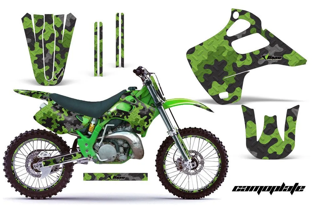 Kawasaki KX125 Dirt Bike Graphic Kit - 1992-1993 Camoplate Green