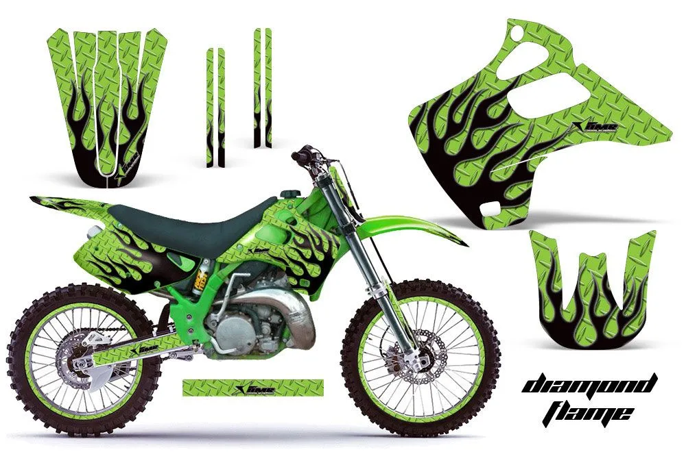 Kawasaki KX125 Dirt Bike Graphic Kit - 1992-1993 Diamond Flame Green