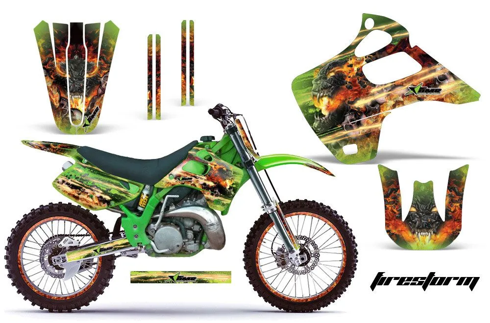 Kawasaki KX125 Dirt Bike Graphic Kit - 1992-1993 Firestorm Green