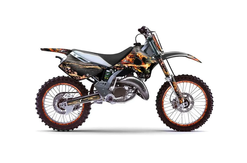 Kawasaki KX125 Dirt Bike Graphic Kit - 1994-1998 Firestorm Black