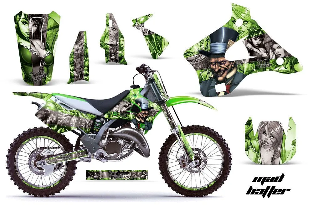 Kawasaki KX125 Dirt Bike Graphic Kit - 1994-1998 Mad Hatter Green