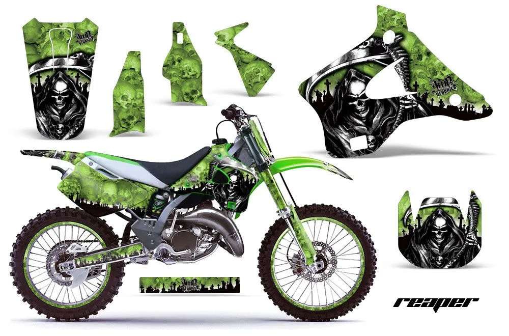 Kawasaki KX125 Dirt Bike Graphic Kit - 1994-1998 Reaper Green