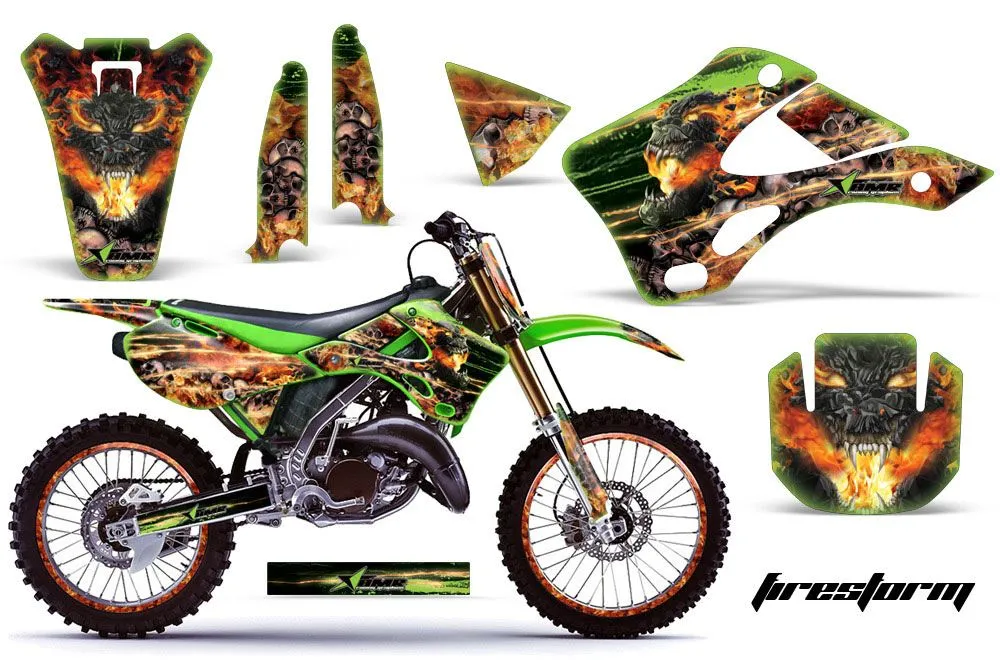 Kawasaki KX125 Dirt Bike Graphic Kit - 1999-2002 Firestorm Green