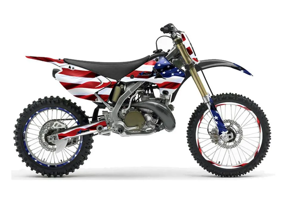 Kawasaki KX125 Dirt Bike Graphic Kit - 2003-2016 Stars and Stripes Red White & Blue