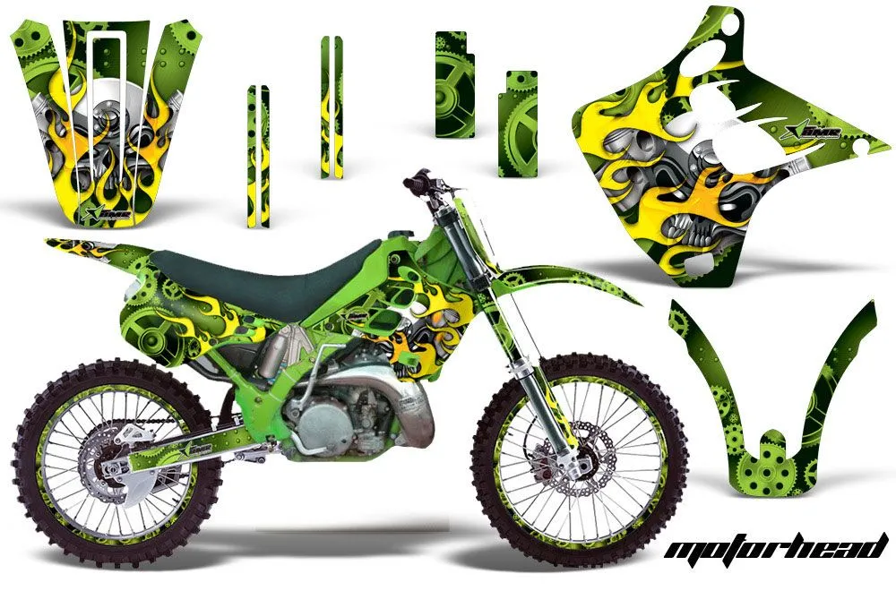 Kawasaki KX250 Dirt Bike Graphic Kit - 1990-1991 Motorhead Green
