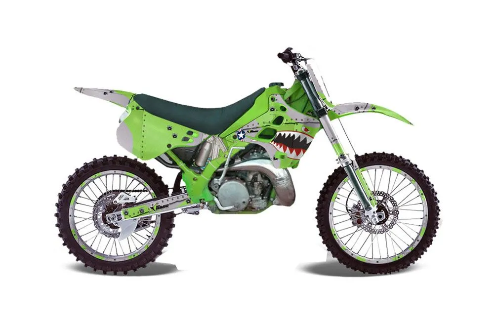 Kawasaki KX250 Dirt Bike Graphic Kit - 1990-1991 P40 Warhawk Green