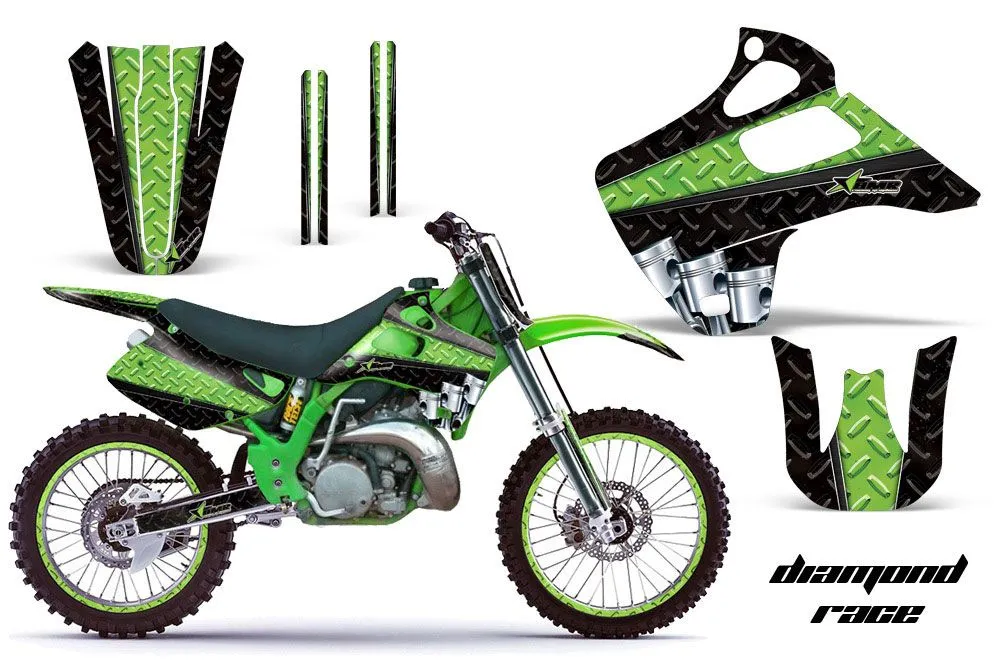 Kawasaki KX250 Dirt Bike Graphic Kit - 1992-1993 Diamond Race Green