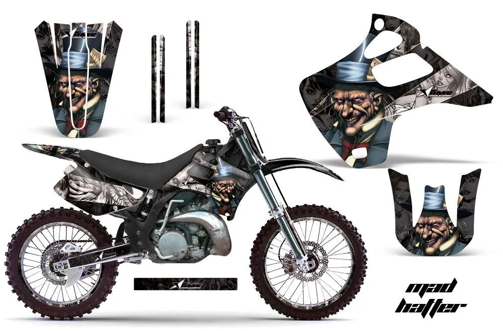 Kawasaki KX250 Dirt Bike Graphic Kit - 1992-1993 Mad Hatter Black