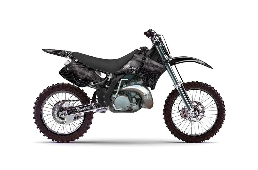 Kawasaki KX250 Dirt Bike Graphic Kit - 1992-1993 Skulls and Hammers Black