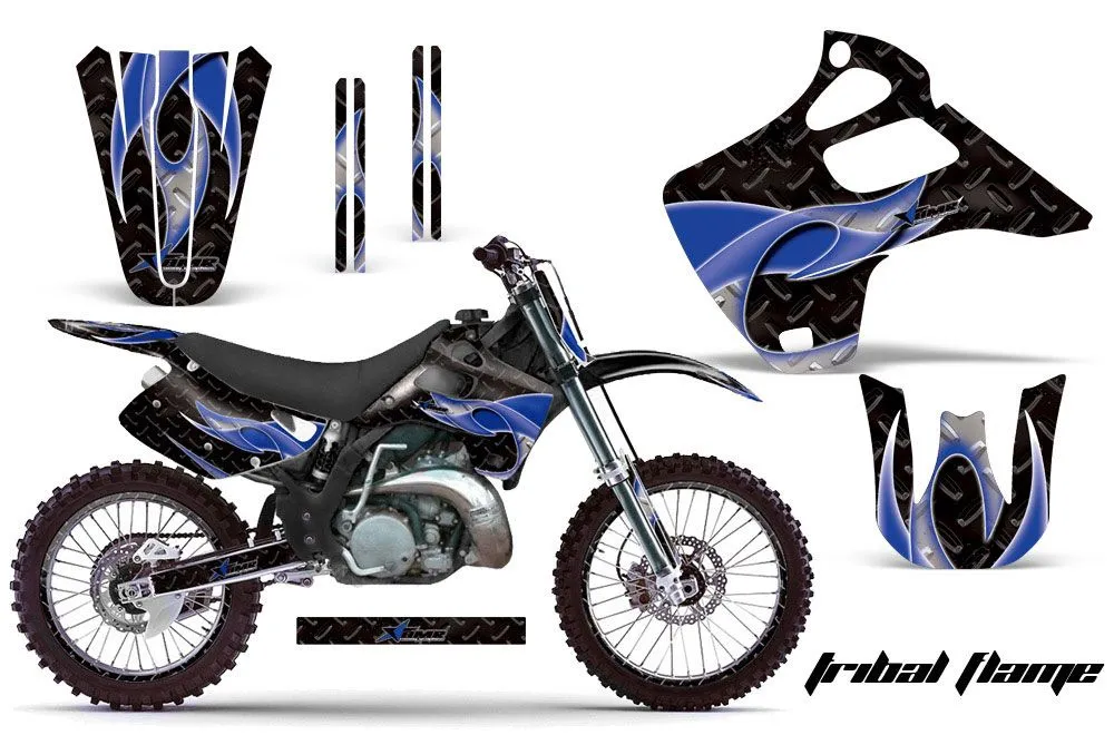 Kawasaki KX250 Dirt Bike Graphic Kit - 1992-1993 Tribal Flame Blue