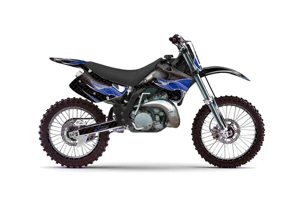Kawasaki KX250 Dirt Bike Graphic Kit - 1992-1993 Tribal Flame Blue