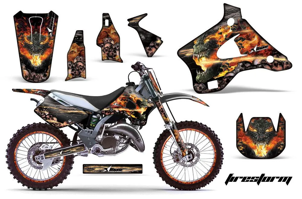 Kawasaki KX250 Dirt Bike Graphic Kit - 1994-1998 Firestorm Black