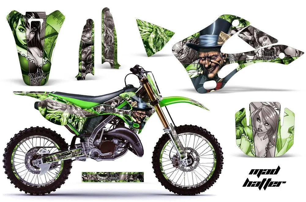 Kawasaki KX250 Dirt Bike Graphic Kit - 1999-2002 Mad Hatter Green