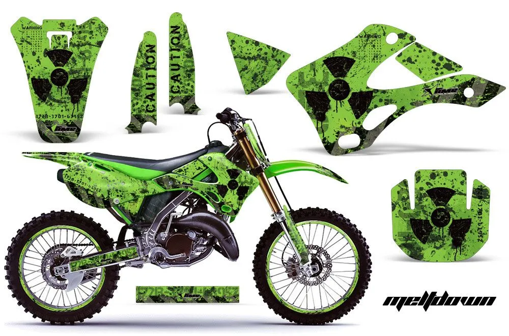 Kawasaki KX250 Dirt Bike Graphic Kit - 1999-2002 Meltdown Green