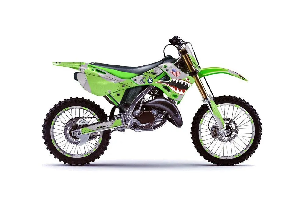 Kawasaki KX250 Dirt Bike Graphic Kit - 1999-2002 P40 Warhawk Green