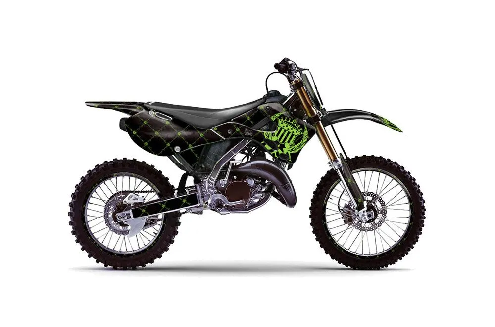 Kawasaki KX250 Dirt Bike Graphic Kit - 1999-2002 Silver Star - Reloaded Green