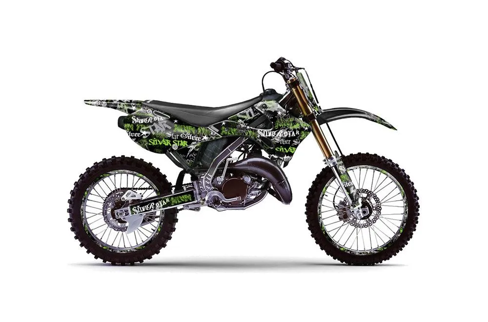 Kawasaki KX250 Dirt Bike Graphic Kit - 1999-2002 Silver Star - Silverhaze Green