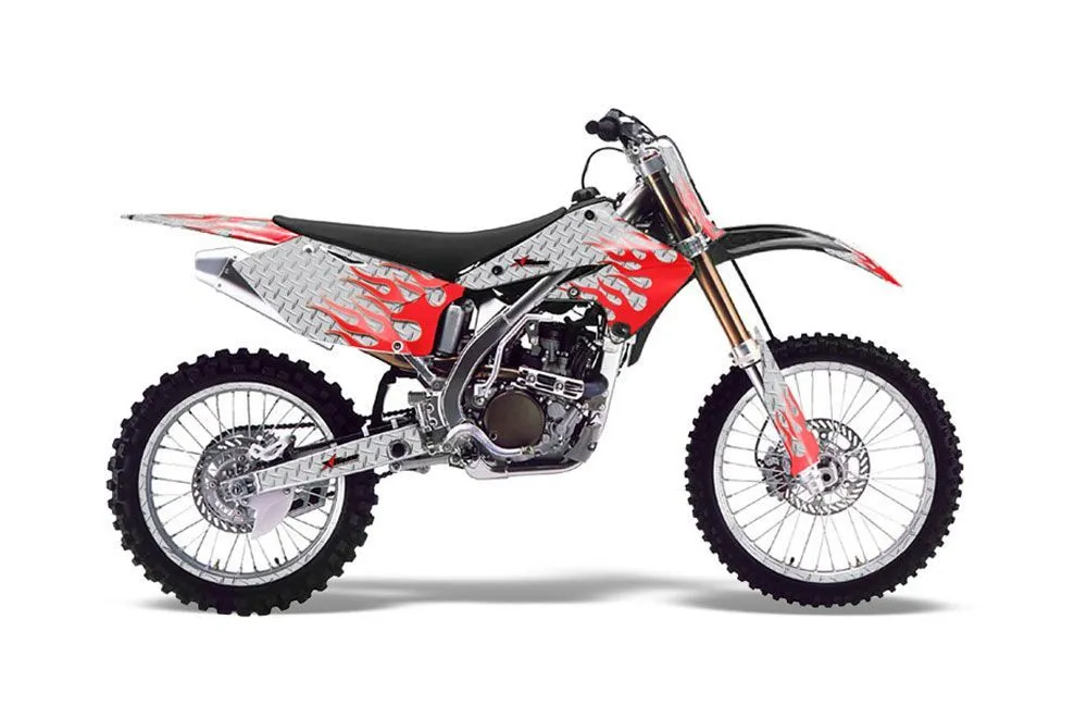 Kawasaki KX250F Dirt Bike Graphic Kit - 2004-2005 Diamond Flames Red
