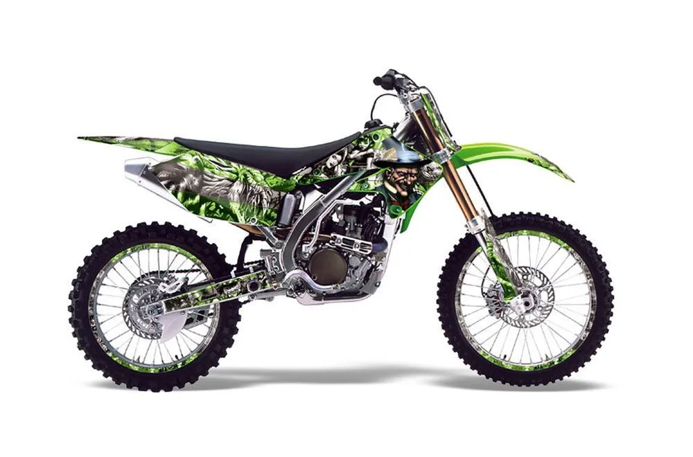 Kawasaki KX250F Dirt Bike Graphic Kit - 2004-2005 Mad Hatter Green