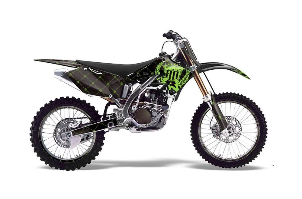Kawasaki KX250F Dirt Bike Graphic Kit - 2004-2005 Silver Star - Reloaded Green