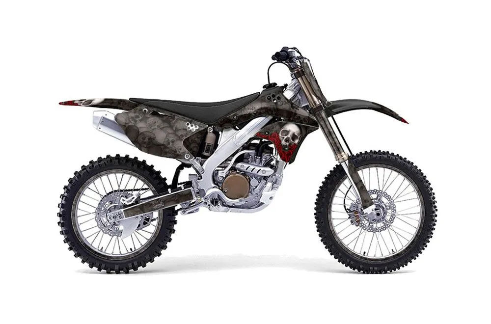 Kawasaki KX250F Dirt Bike Graphic Kit - 2006-2008 Bone Collector Black