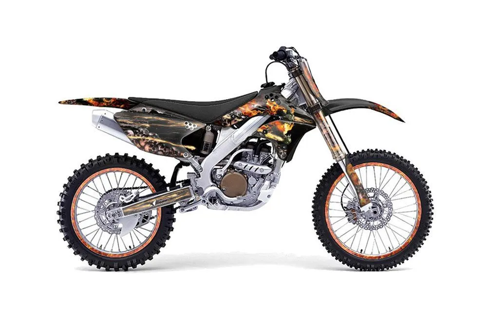 Kawasaki KX250F Dirt Bike Graphic Kit - 2006-2008 Firestorm Black