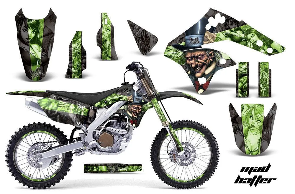 Kawasaki KX250F Dirt Bike Graphic Kit - 2006-2008 Mad Hatter Black