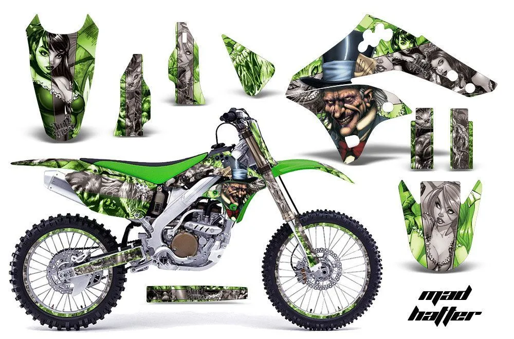 Kawasaki KX250F Dirt Bike Graphic Kit - 2006-2008 Mad Hatter Green