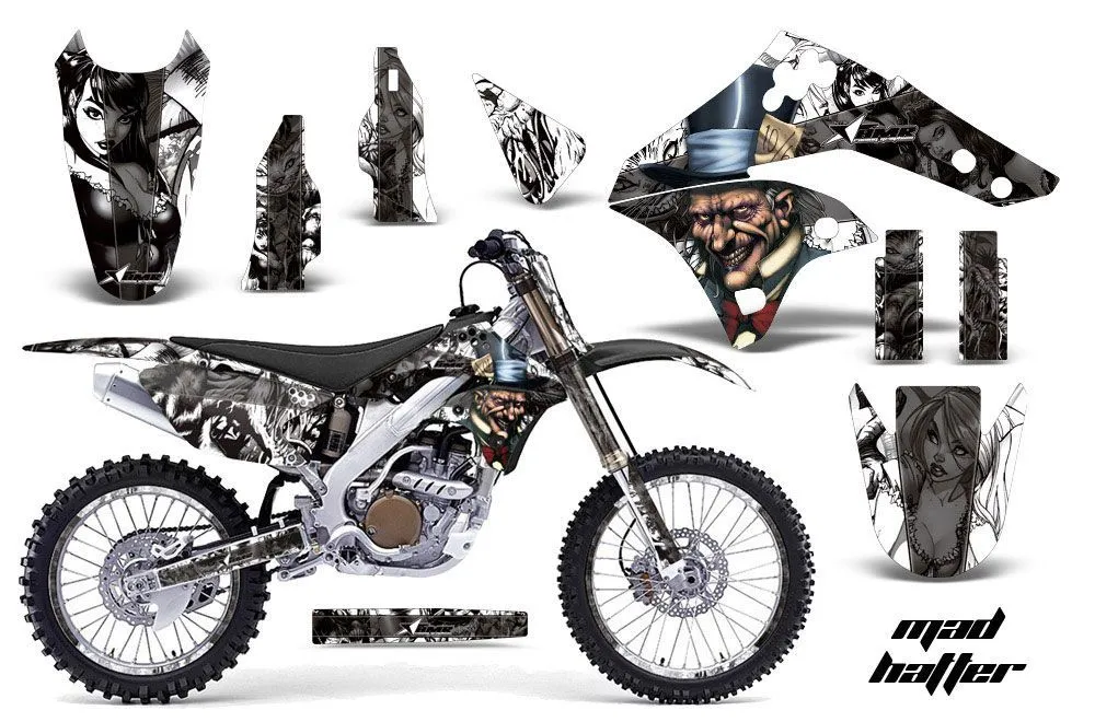 Kawasaki KX250F Dirt Bike Graphic Kit - 2006-2008 Mad Hatter White
