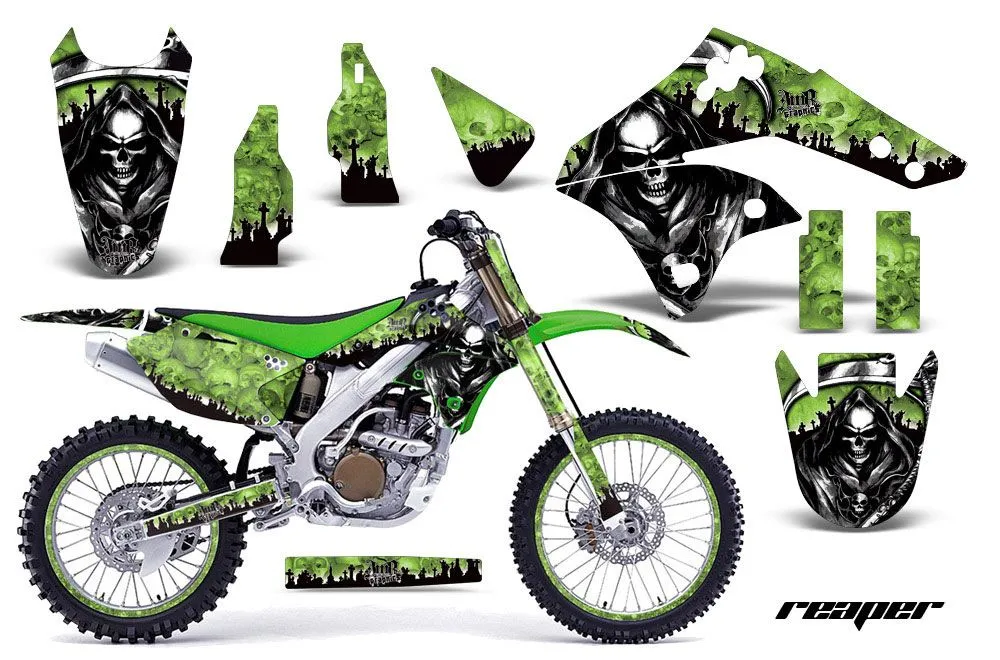 Kawasaki KX250F Dirt Bike Graphic Kit - 2006-2008 Reaper Green
