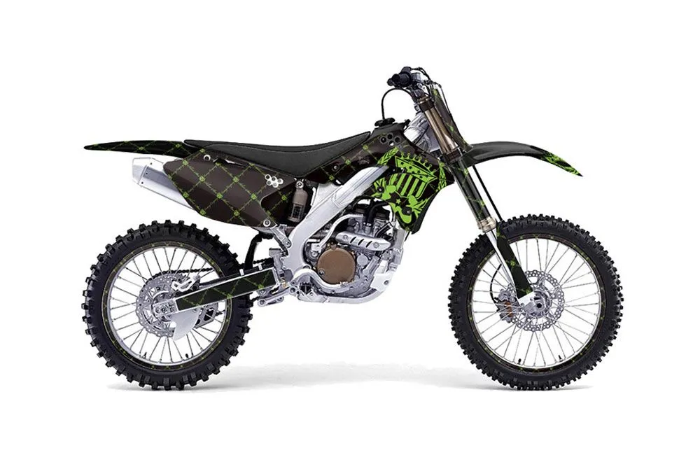 Kawasaki KX250F Dirt Bike Graphic Kit - 2006-2008 Silver Star - Reloaded Green
