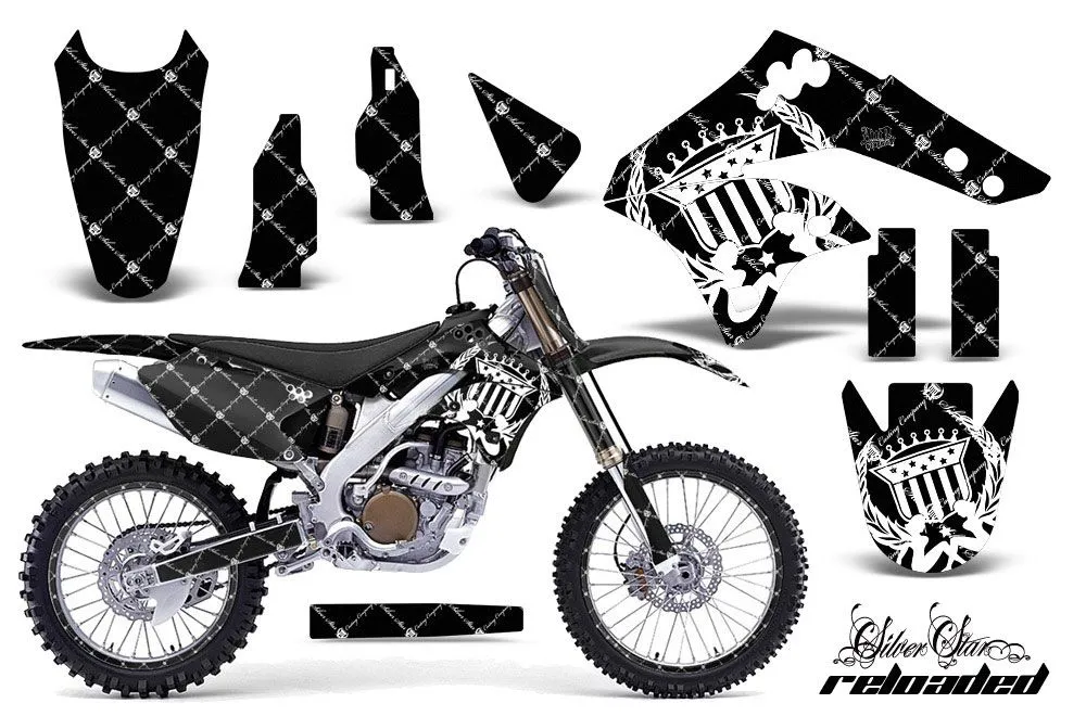 Kawasaki KX250F Dirt Bike Graphic Kit - 2006-2008 Silver Star - Reloaded White