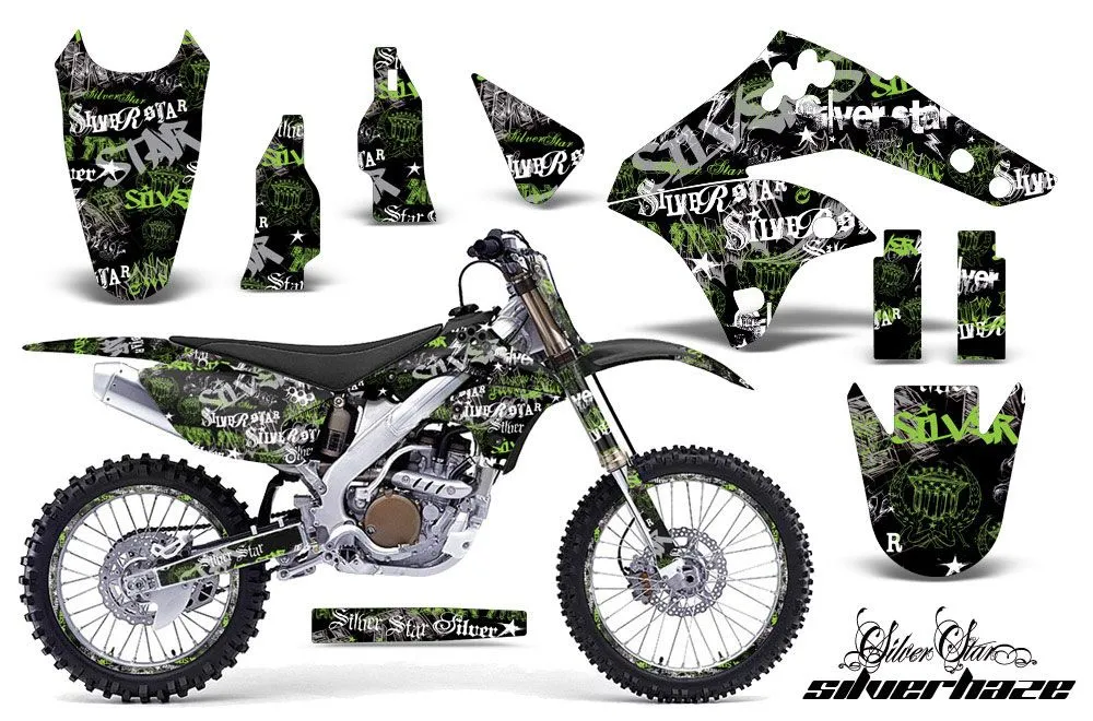Kawasaki KX250F Dirt Bike Graphic Kit - 2006-2008 Silver Star - Silverhaze Green
