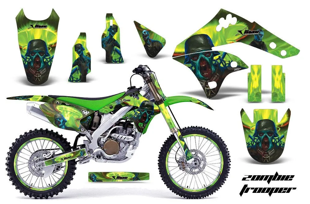 Kawasaki KX250F Dirt Bike Graphic Kit - 2006-2008 Zombie Trooper Green