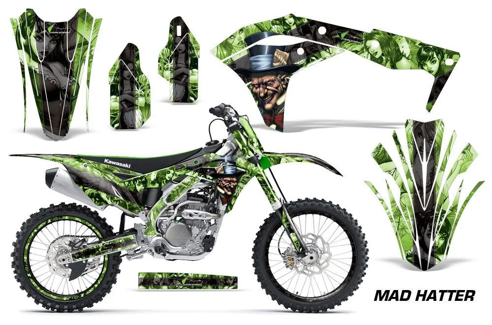 Kawasaki KX250F Dirt Bike Graphic Kit - 2017-2018 Mad Hatter Green