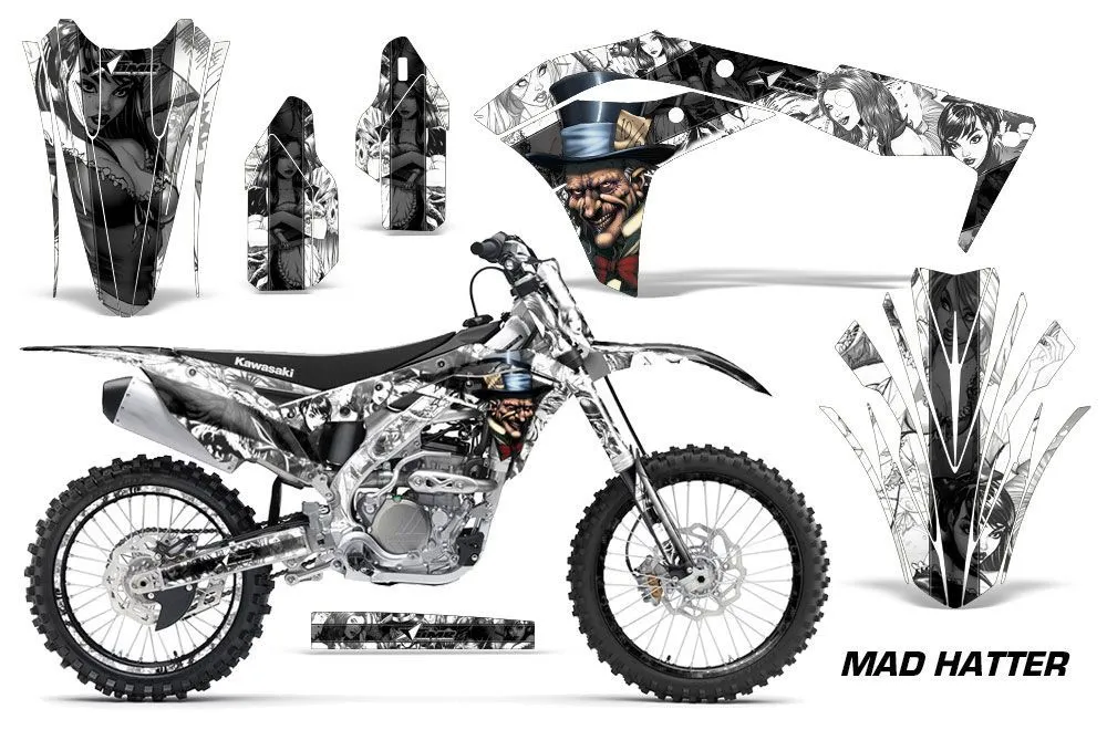 Kawasaki KX250F Dirt Bike Graphic Kit - 2017-2018 Mad Hatter White
