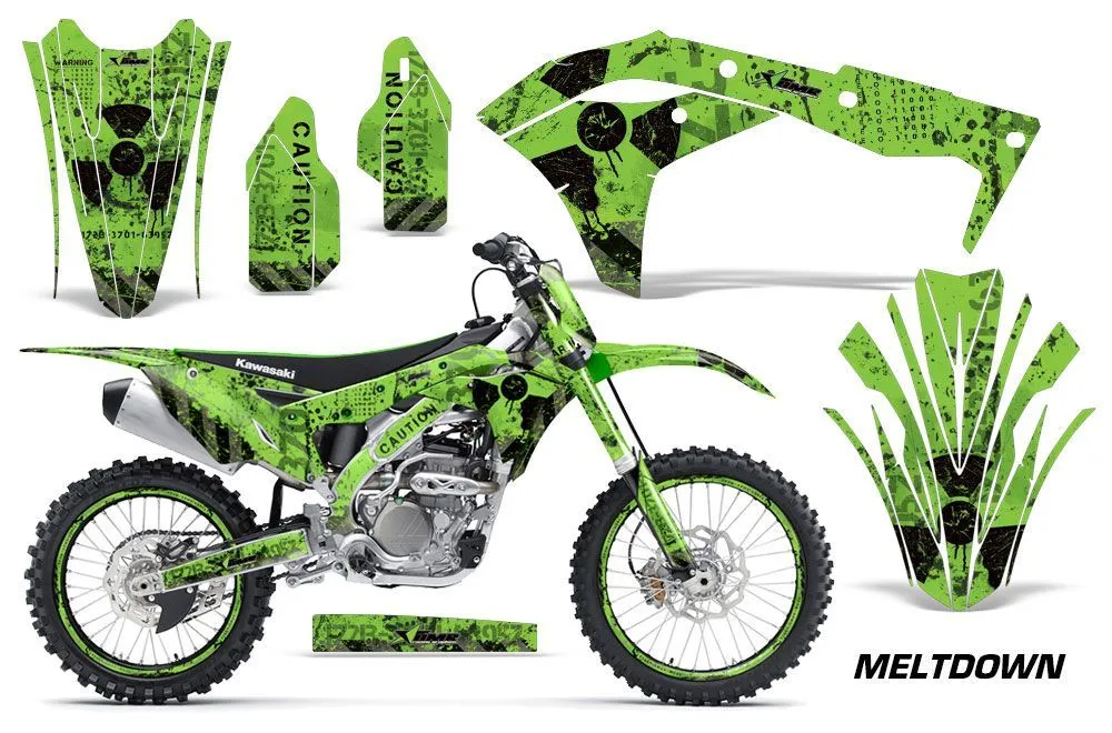 Kawasaki KX250F Dirt Bike Graphic Kit - 2017-2018 Meltdown Green