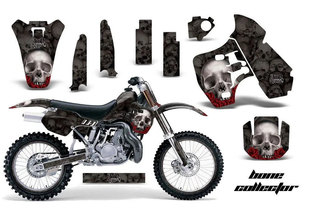 Kawasaki KX500 Dirt Bike Graphic Kit - 1988-2004 Bone Collector Black