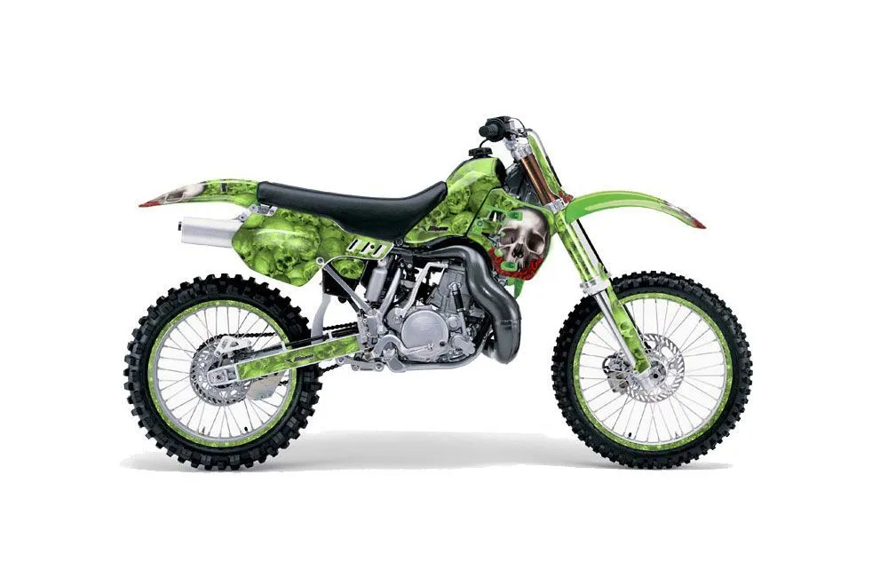Kawasaki KX500 Dirt Bike Graphic Kit - 1988-2004 Bone Collector Green