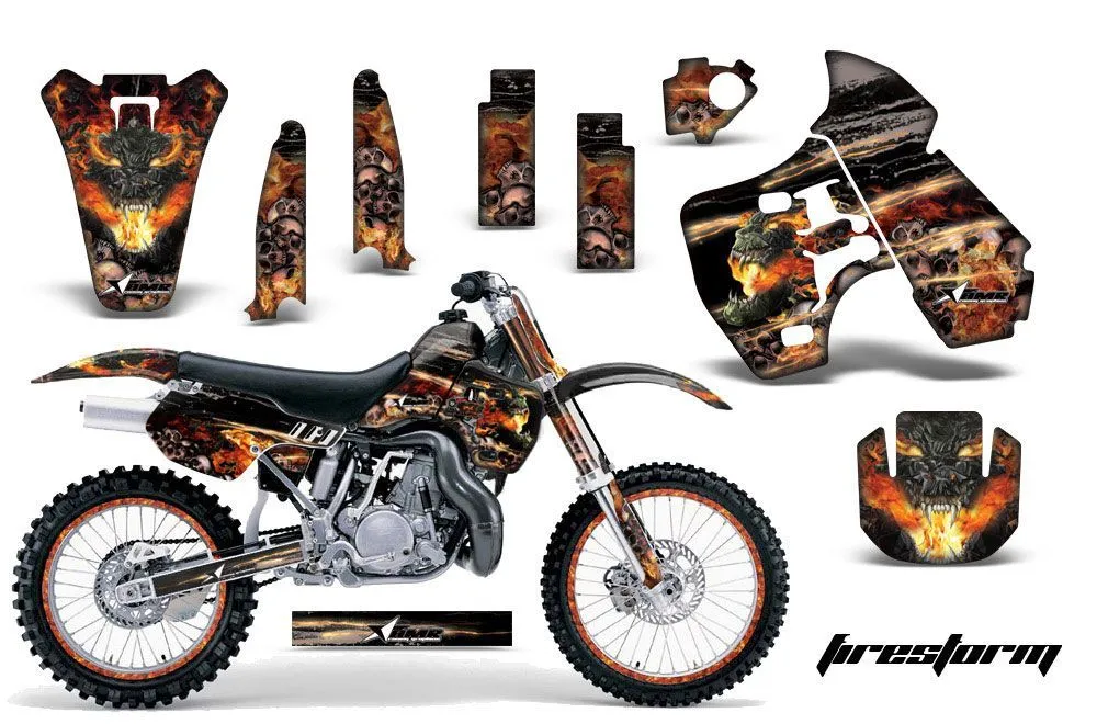 Kawasaki KX500 Dirt Bike Graphic Kit - 1988-2004 Firestorm Black