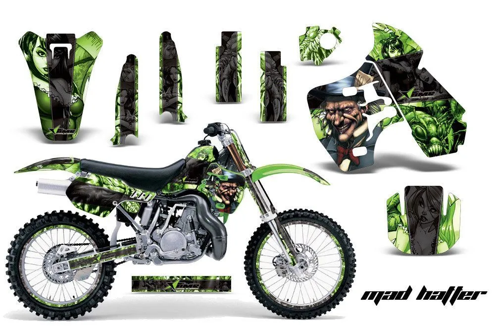 Kawasaki KX500 Dirt Bike Graphic Kit - 1988-2004 Mad Hatter Green