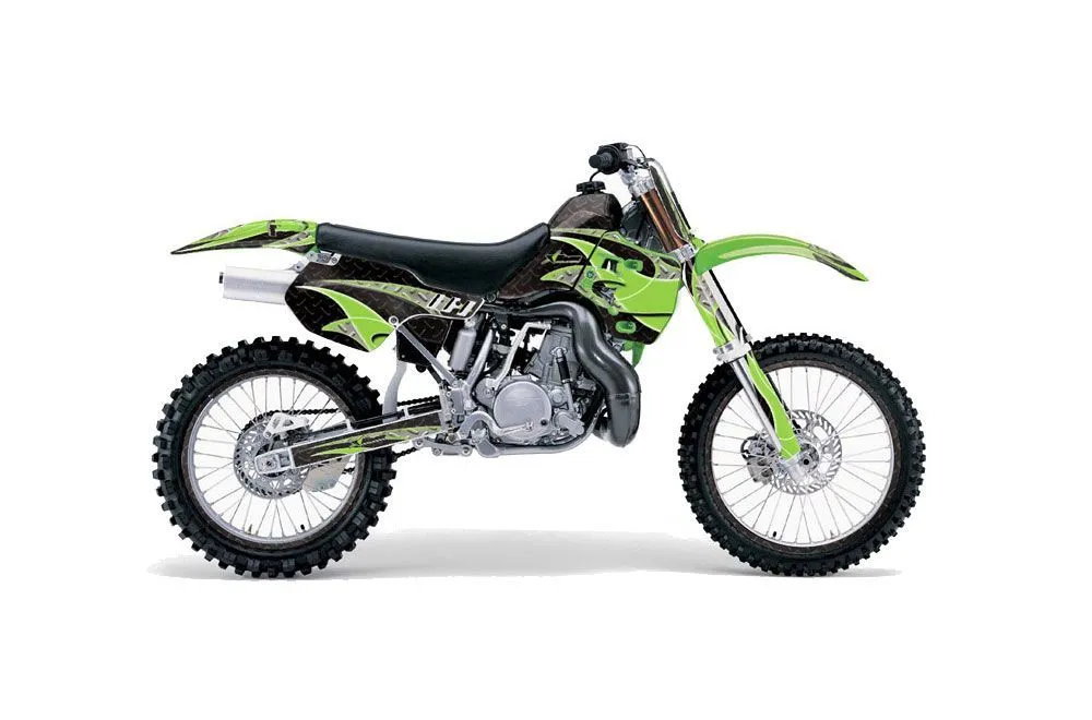 Kawasaki KX500 Dirt Bike Graphic Kit - 1988-2004 Tribal Flames Green