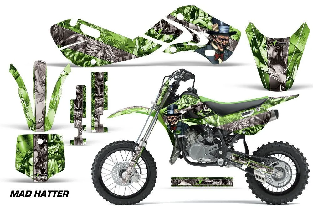 Kawasaki KX65 Dirt Bike Graphic Kit - 2002-2018 Mad Hatter Green