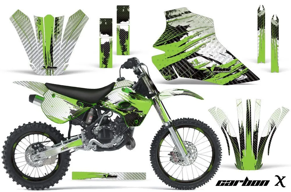 Kawasaki KX80 Dirt Bike Graphic Kit - 1995-1997 Carbon X Green