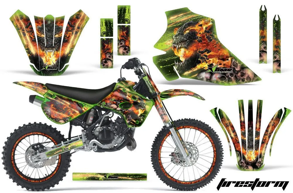 Kawasaki KX80 Dirt Bike Graphic Kit - 1995-1997 Firestorm Green