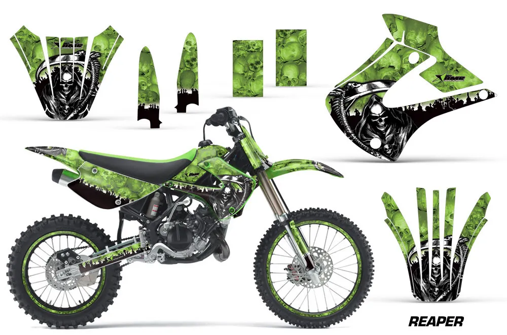 Kawasaki KX85 Dirt Bike Graphic Kit - 2001-2013 Reaper Green