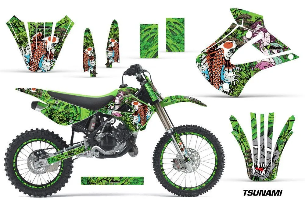 Kawasaki KX85 Dirt Bike Graphic Kit - 2001-2013 Tsunami Green