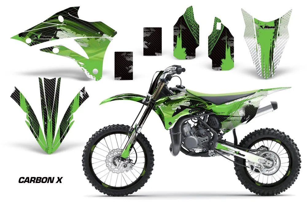 Kawasaki KX85 Dirt Bike Graphic Kit - 2014-2021 Carbon X Green