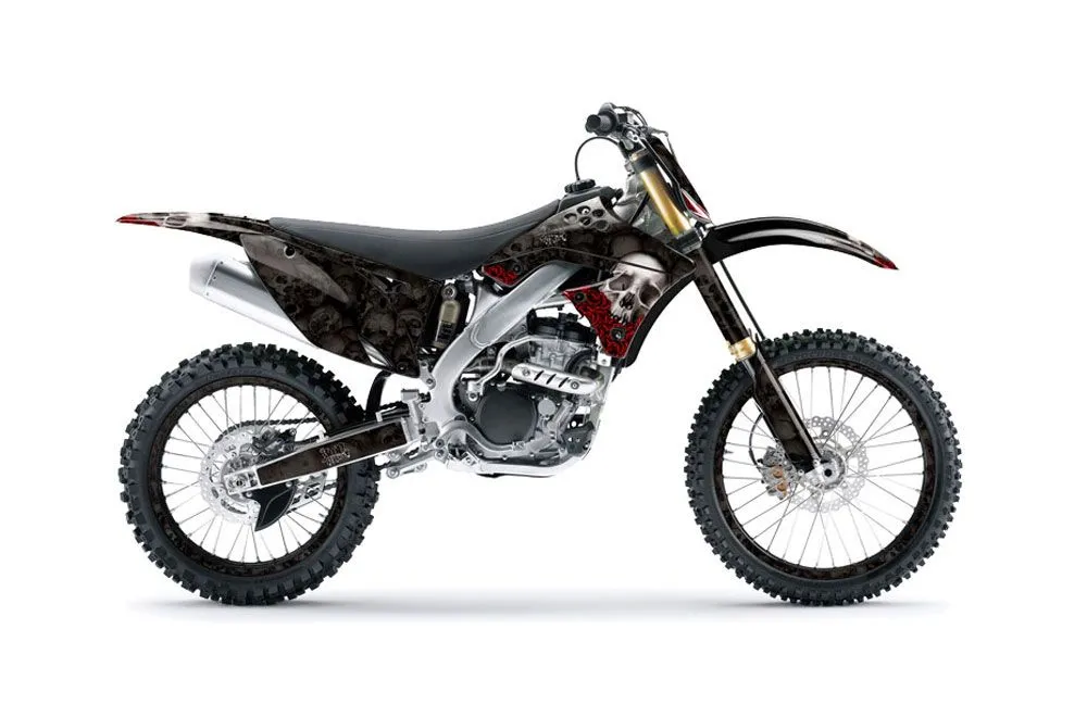 Kawasaki KXF250 Dirt Bike Graphic Kit - 2009-2012 Bone Collector Black