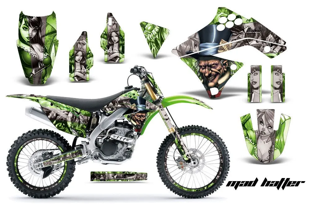 Kawasaki KXF250 Dirt Bike Graphic Kit - 2009-2012 Mad Hatter Green